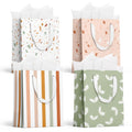 slapaflife Gift Bags Medium Size, Tissue Paper for Gift Bags Incl.Cards & Self-adhesive Envelope - Reusable & For Birthday, Mothers Day, Wedding, Baby Shower and Any Occasion.(4 Pack- 9")