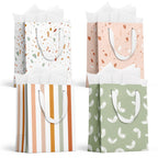 slapaflife Gift Bags Medium Size, Tissue Paper for Gift Bags Incl.Cards & Self-adhesive Envelope - Reusable & For Birthday, Mothers Day, Wedding, Baby Shower and Any Occasion.(4 Pack- 9")
