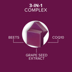 Qunol 3-in-1 Beet Roots Chews with CoQ10, Blood Pressure Support, 60ct | Supports Healthy Blood Circulation & Heart Healthy Energy, From the #1 Brand of CoQ10, Vegetarian, No Synthetic Dyes
