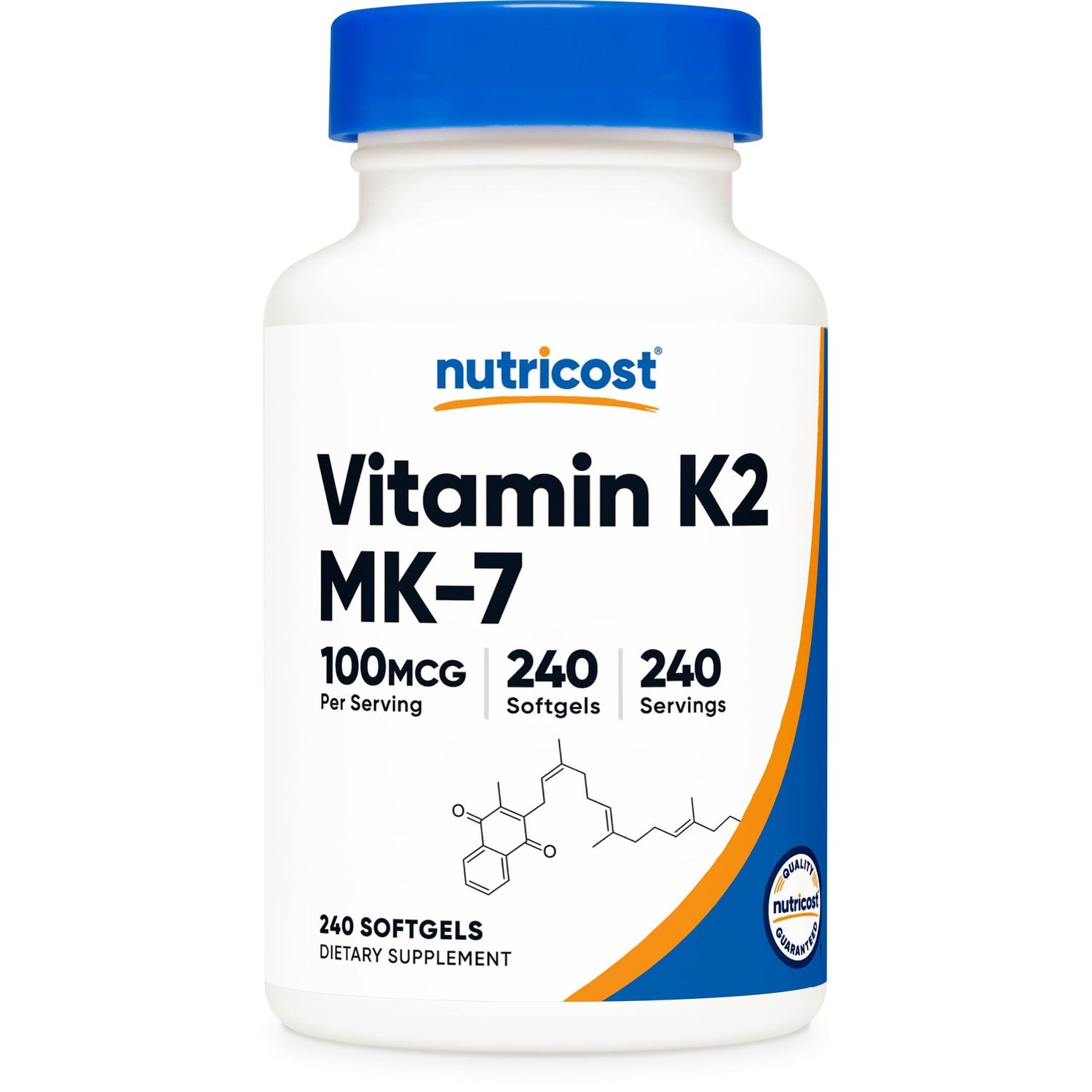 Nutricost Vitamin K2 MK-7 100 mcg, 240 Softgels, Gluten Free, GMO-Free | MK7