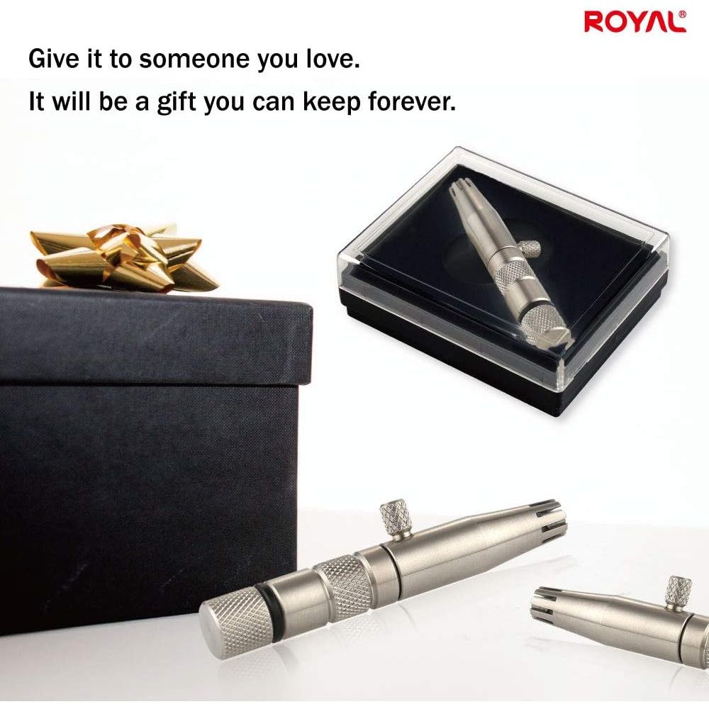 Buy now ROYAL [Made in Korea] Premium Manual Nose Hair Trimmer for Men Silver Bullet, Battery-Free, Stainless Steel Rotary Blade Grooming Tool, Waterproof, Safe & Painless with Patented Mechanism, ET-3 at indiglob india