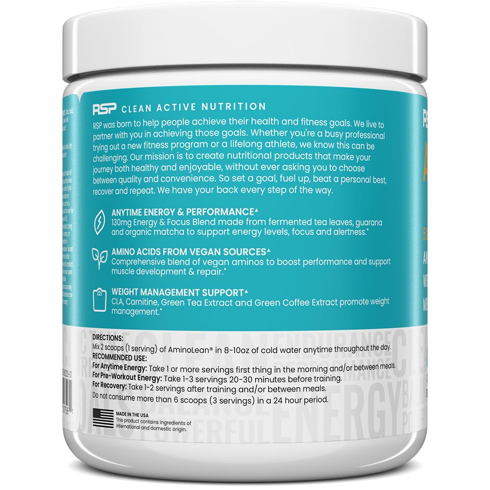 Buy now RSP Vegan AminoLean â€“ All-in-One Natural Pre Workout, Amino Energy, Weight Management with BCAAs, Complete Vegan Preworkout Powder, Pineapple Coconut at indiglob india