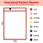 BEVTEE 8 Pcs Dry Erase Pocket Sleeves 10×14 in, Clear Paper Sheet Protector