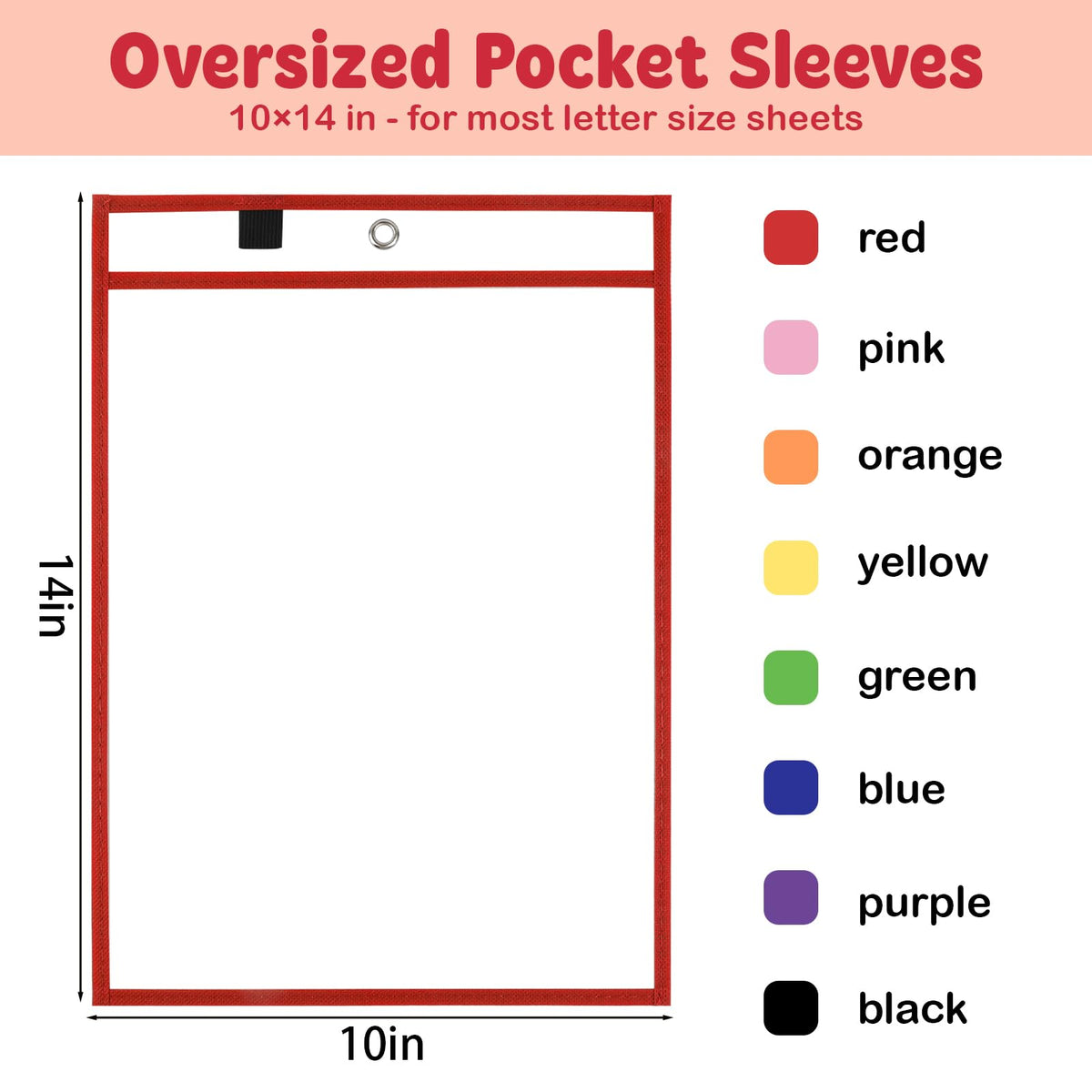 BEVTEE 8 Pcs Dry Erase Pocket Sleeves 10×14 in, Clear Paper Sheet Protector