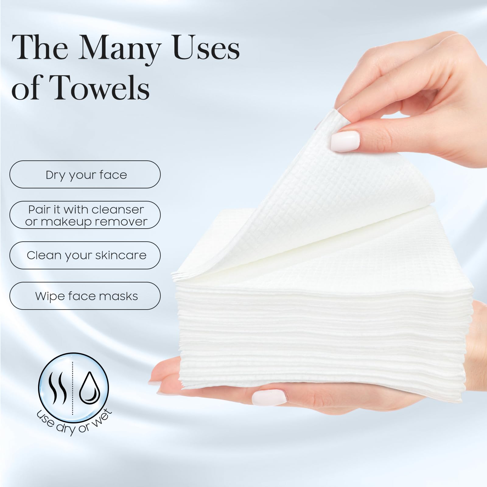 Fygrip 2 Pack of 50 count XL Disposable Face Towels 10” x 12” | 100% Viscose Fibre, Soft & Skin Friendly Face Towelettes Disposable, Facial Tissue Wipes for Women Cleansing