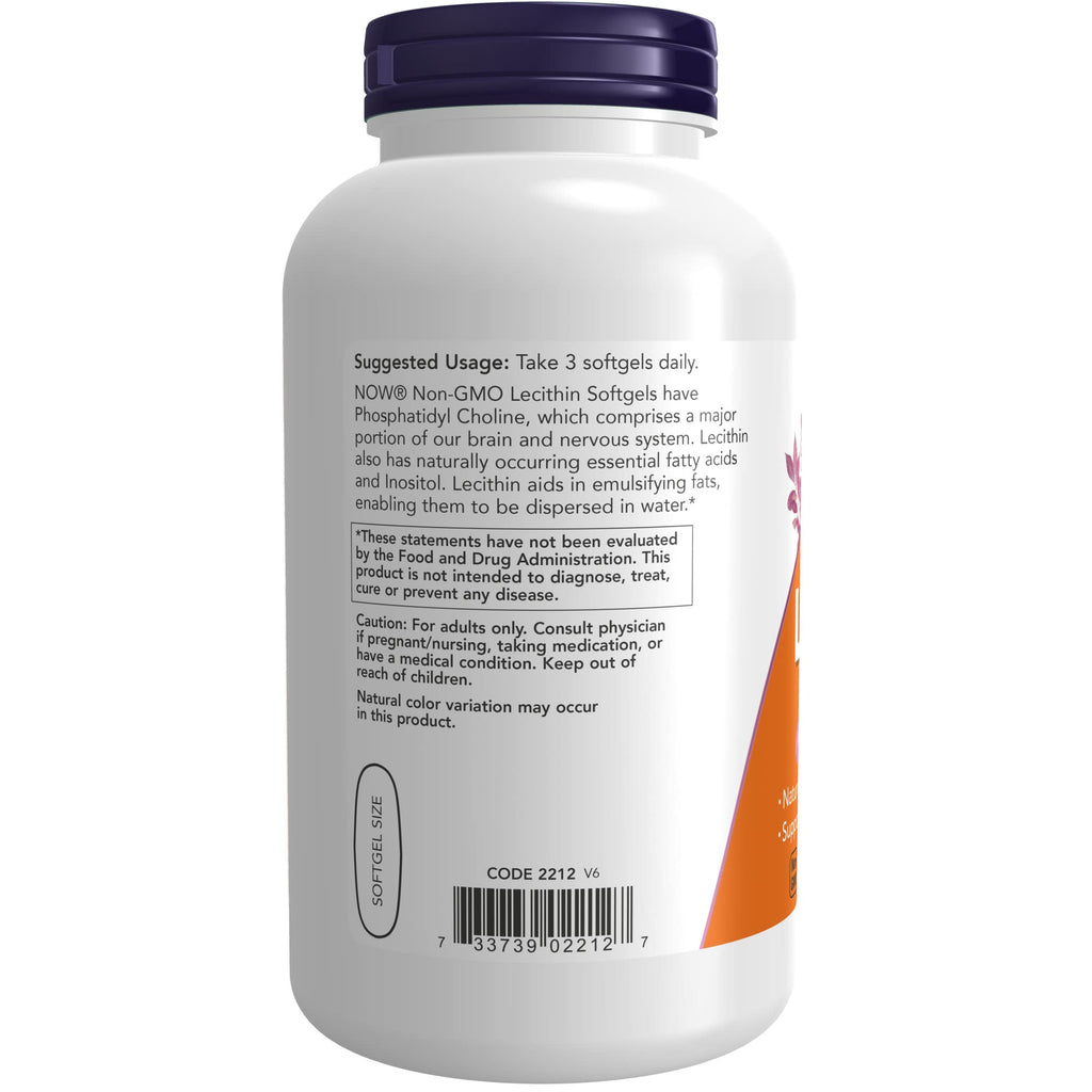 Buy now NOW Foods Supplements, Lecithin 1200 mg with naturally occurring Phosphatidyl Choline, 200 Softgels at indiglob india