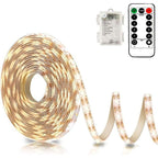 Buy now echosari Battery Powered Led Strip Lights with Remote Warm White, 8 Modes, Dimmable, Timer, Self-Adhesive, Cuttable, Waterproof, 9.8FT 90Led Strip Lights for TV Kitchen Cupboard Bedroom Decor Warm White at indiglob india