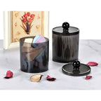 Buy now SheeChung 2 Pack of 10 Oz. Small Clear Plastic Apothecary Jar - Qtip Dispenser Holder Bathroom Vanity Storage Canister Acrylic Jar for Cotton Balls/Swabs/Rounds,Q-tips (Black) at indiglob india
