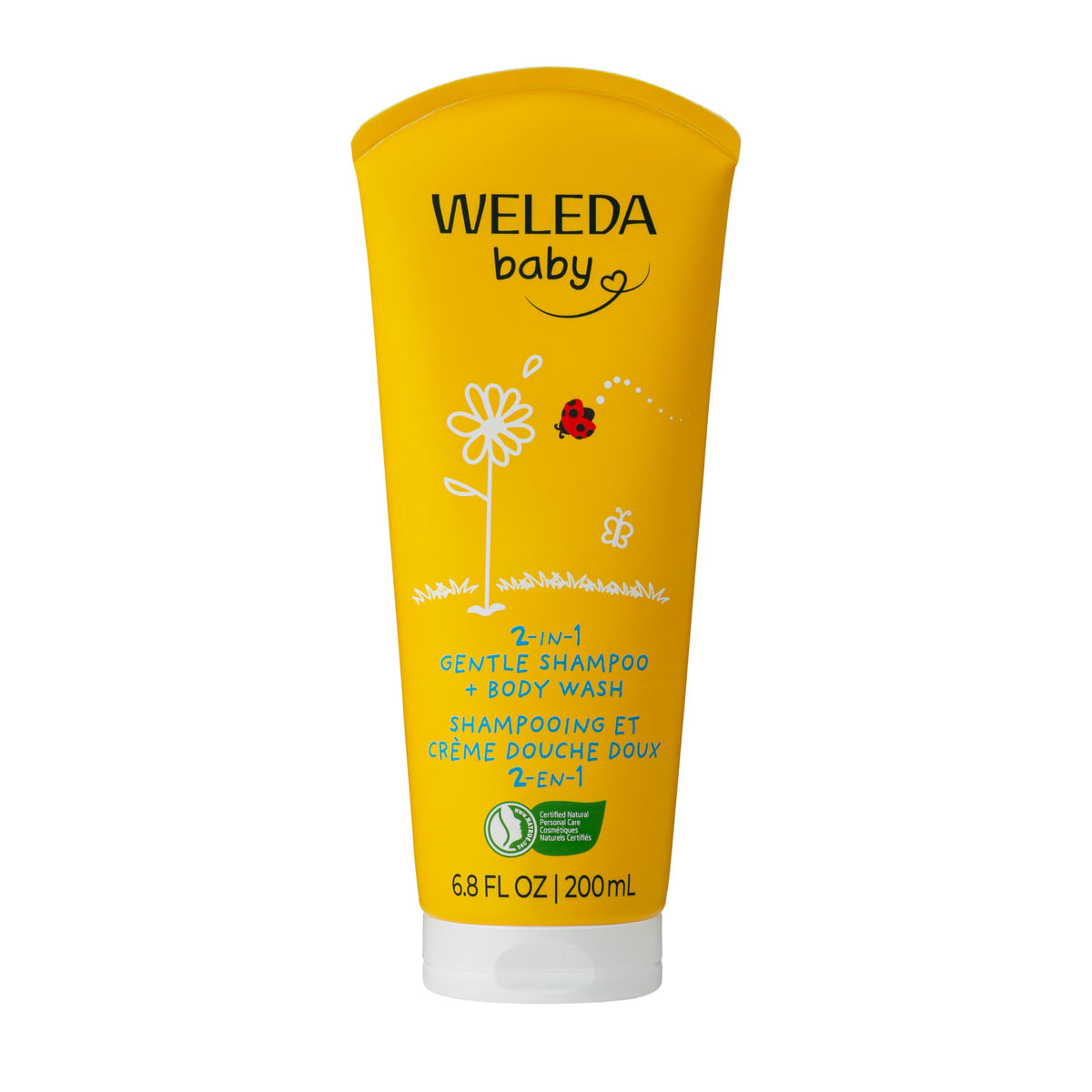 Weleda Baby Calendula 2-in-1 Gentle Shampoo and Body Wash, 6.8 Fluid Ounce, Plant Rich Cleanser with Calendula and Sweet Almond Oil