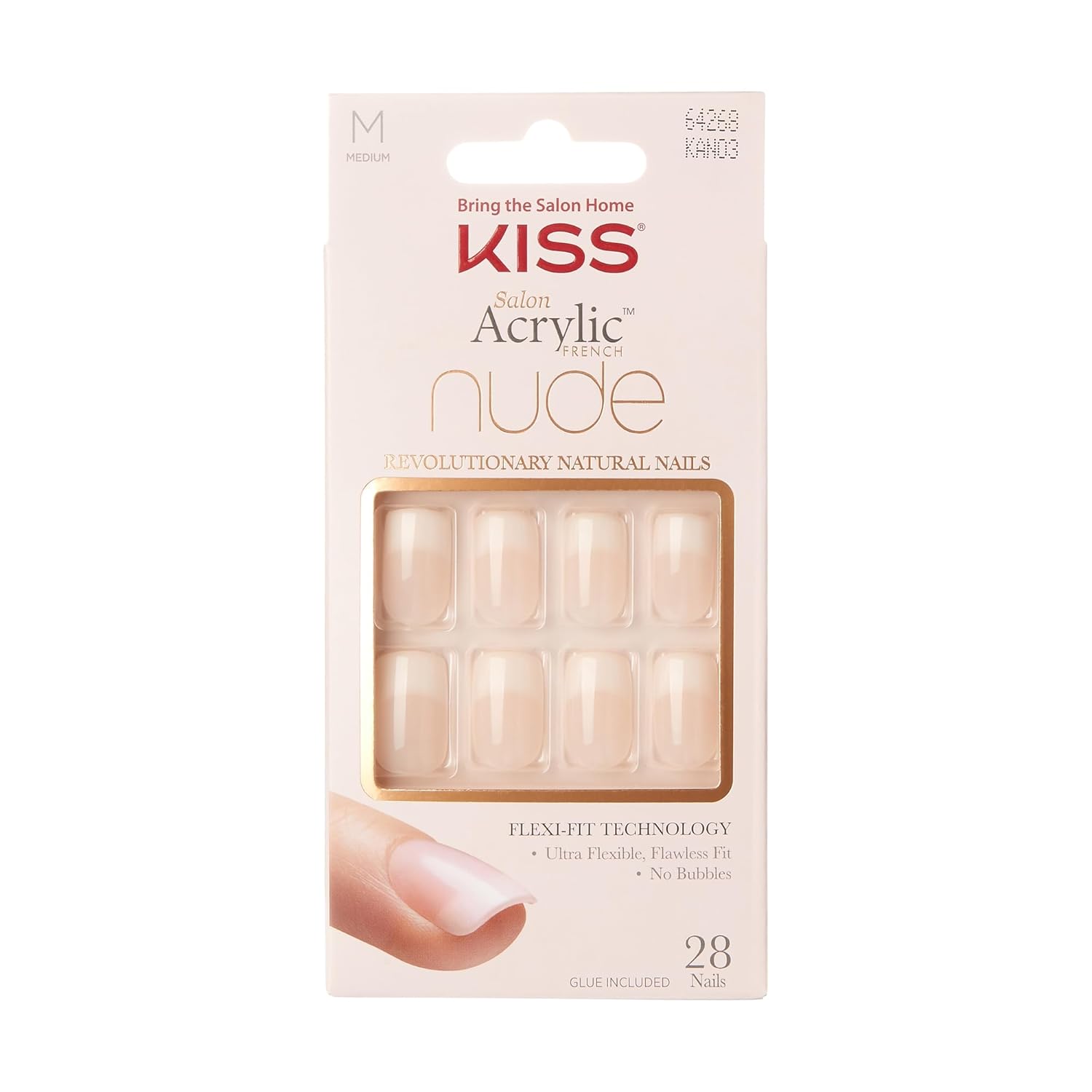Buy now KISS Salon Acrylic Press On Nails, Nail glue included, 'Cashmere', French, Medium Size, Squoval Shape, Includes 28 Nails, 2g Glue, 1 Manicure Stick, 1 Mini file at indiglob india