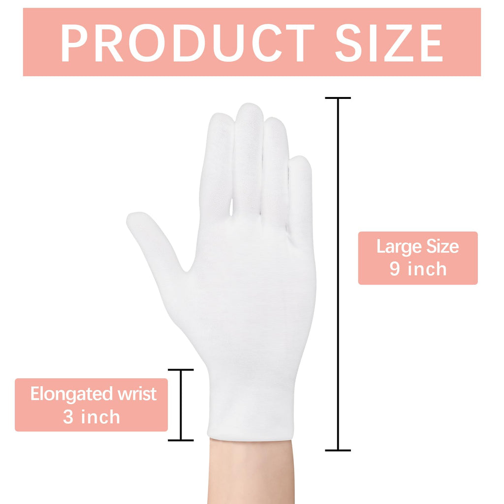 36 Pcs White Cotton Gloves for Dry Hands Sleeping, Men&Women Soft Sleep Gloves for Eczema and Moisturizing Overnight, Stretchable SPA Glove Costume for Coin Jewelry Inspection, Art handling, Halloween