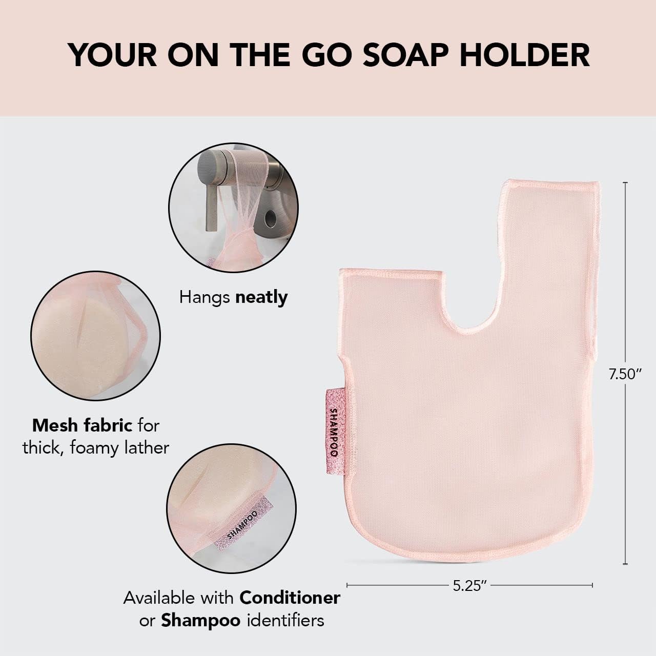 Buy now Kitsch Bar Soap Saver Bag â€“ Patented Mesh Bag Soap Holder for Shampoo and Conditioner Bars - Extends Use & Prevents Soggy Mess - Recycled Mesh Beauty Pouch, Eco-Friendly â€“ Blush at indiglob india