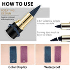 Featuring a rotating design, this 2-piece Kaely gel eyeliner set is waterproof and compact for easy application.