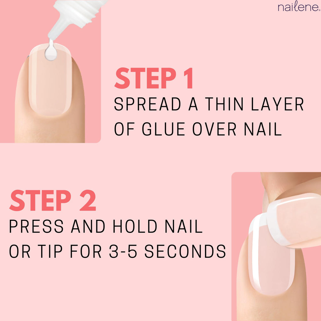 Nailene Perfect Bond Pink Glue, Strong Adhesive for Press On Nails, 2PK | Fast-drying, salon-quality bond. Perfect for artificial nail application, nail tips, and natural nail repairs. Lasts 7 days.
