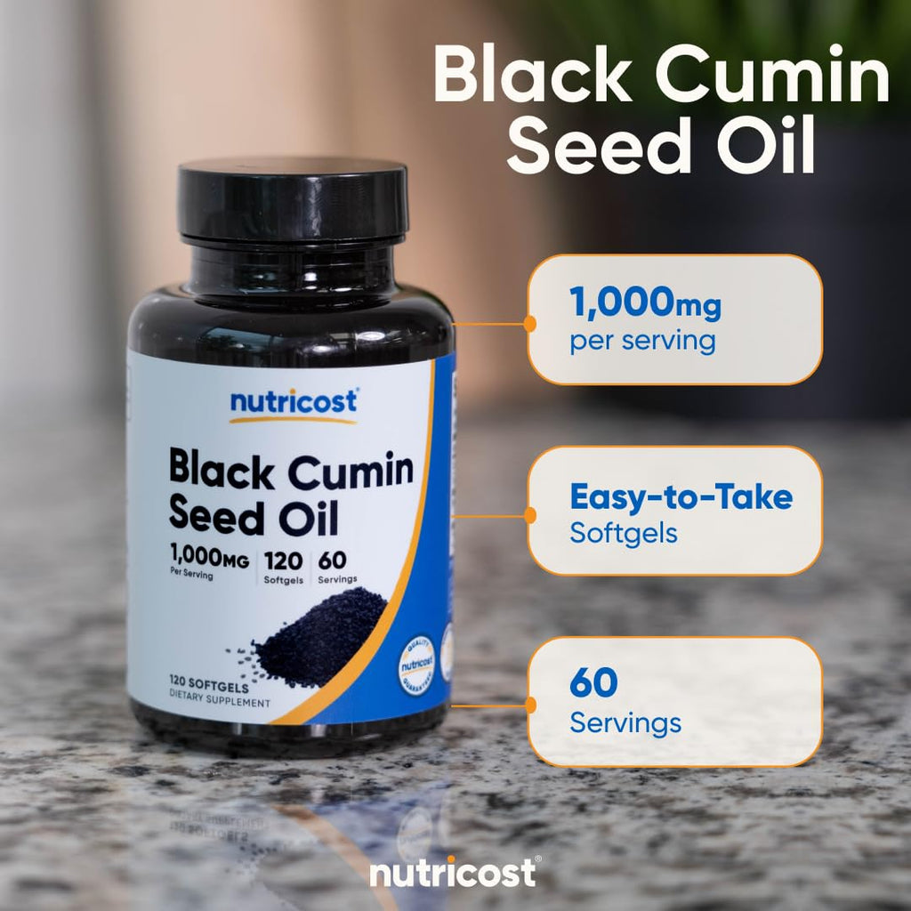 Nutricost Black Seed Oil (Cumin) 1000mg, 120 Softgels, 60 Servings