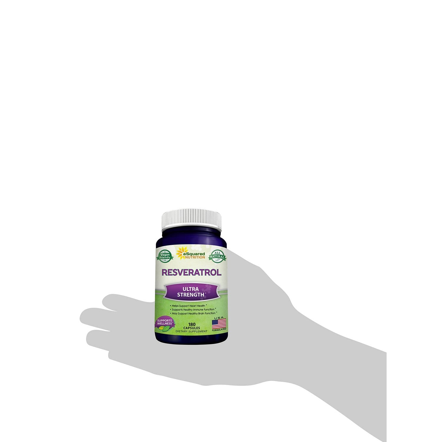 100% Natural Resveratrol Supplement - 1000mg Per Serving - 180 Capsules | Max Strength Antioxidant Polyphenols Complex - Trans-Resveratrol Pills for Heart Health - Pure Formula - 500mg Per Capsule