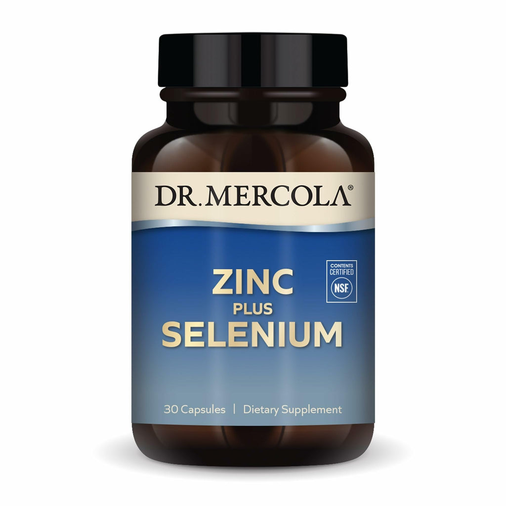 Dr. Mercola Zinc Plus Selenium, Mineral Blend, 30 Capsules (30 Servings) | Supports Immune, Brain, and Respiratory Health, Contains Zinc Glycinate Chelate and Copper, GMO-Free and Gluten-Free