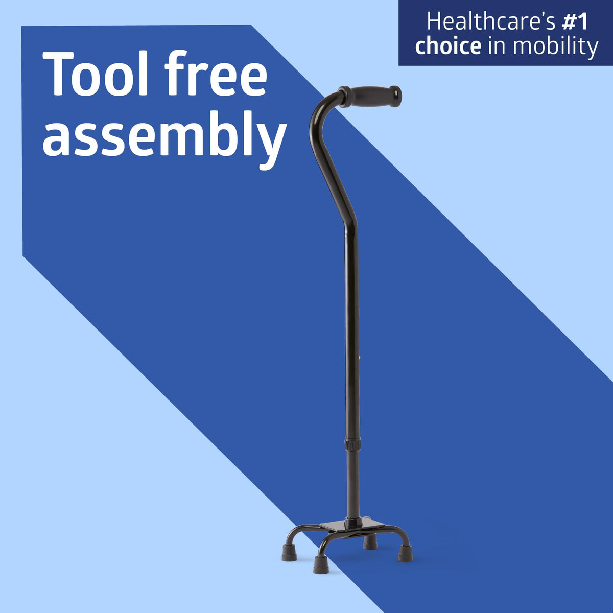 Medline Aluminum Quad Cane with Small Base, 300 lb Capacity, for Balance, Knee Injuries, Leg Surgery Recovery & Mobility, Portable, Sturdy Walking Aid for Seniors & Adults