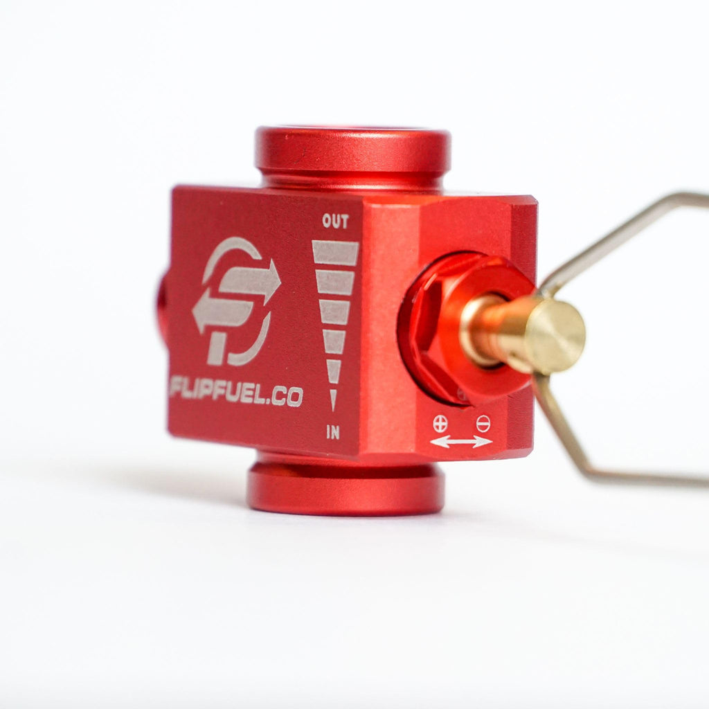 FlipFuel Fuel Transfer Device for Backpacking & Camping – Isobutane Canister Refill Adapter with Flow Control Valve