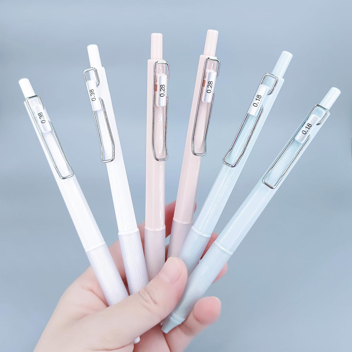 6pcs Gel Pen set, Black Ink Pens 0.18mm /0.28mm / 0.38mm Ultra Fine point Smooth Writing Pens with Silicone Grip, Retractable Cute Pens for Journaling NoteTaking sketching drawing stationery