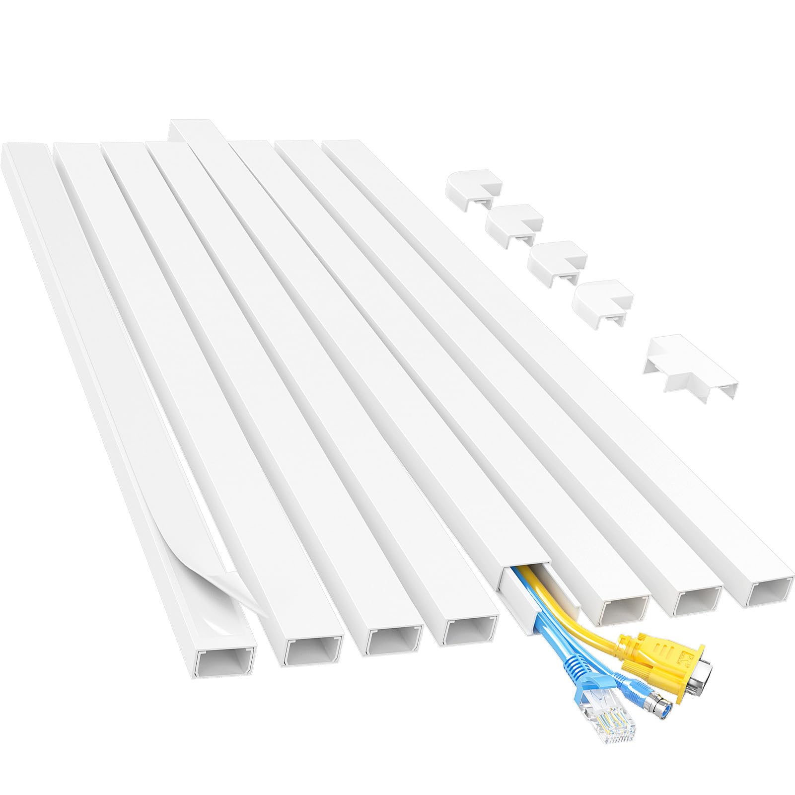 Buy now Yecaye Cord Hider, 113in One-Cord Cable Concealer, Cord Covers for Wires on Wall, Easy Install Cable Management Kit for 2 Small Wires, Cables Raceway Home Office, W0.59in H0.4in, White Medium White at indiglob india