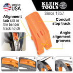 Buy now Klein Tools 51607 Aluminum Conduit Bender Full Assembly, 3/4-Inch EMT, 1/2-Inch Rigid, Wide Foot Pedal, Benchmark Symbols and Angle Setter at indiglob india