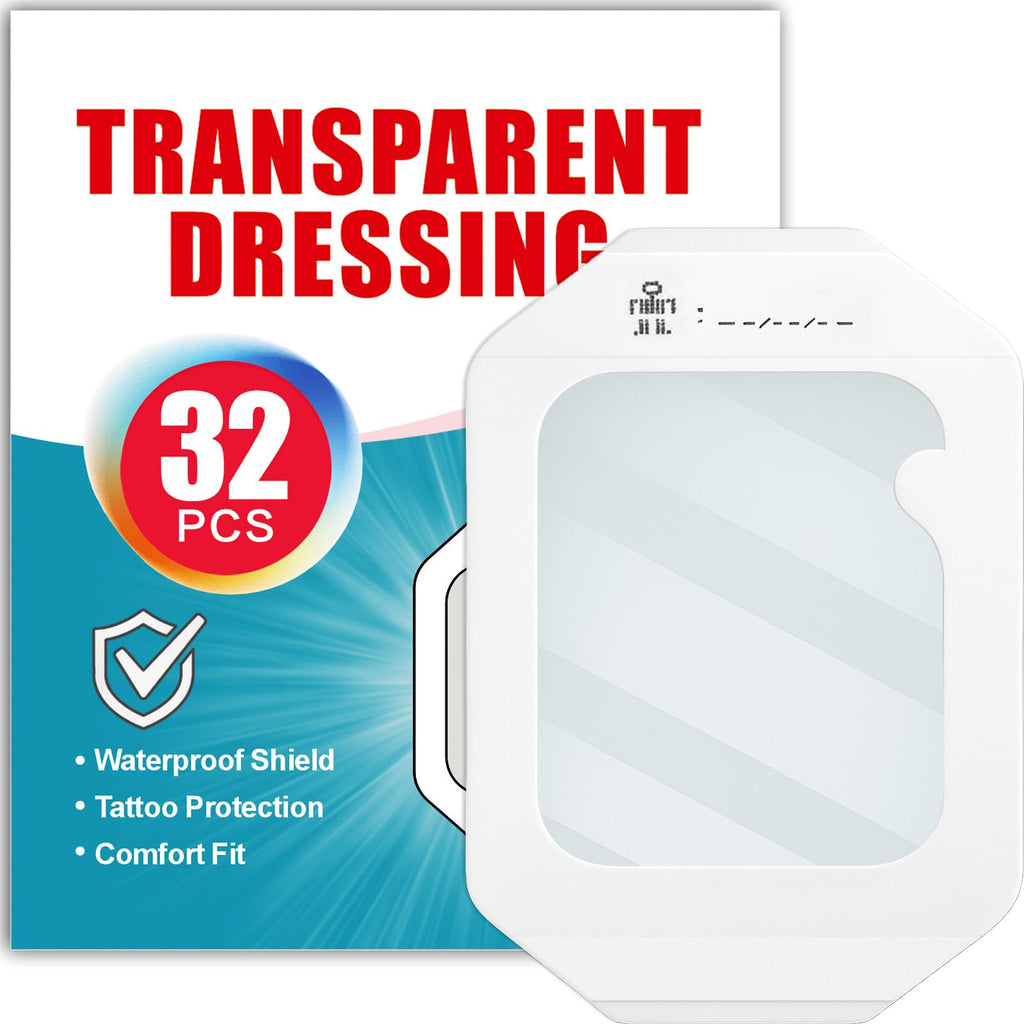 32 Pack – 4"x4.75" Waterproof Bandages, Transparent Film Dressing for Wound Care, Tattoo Aftercare, Waterproof Bandaid for Swimming, Tattoo Cover Up Patch or Tape, Large Breathable Dressing