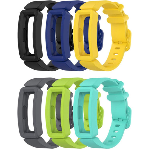 Buy now 6-Pack Bands Compatible with Fitbit Ace 2 Replacement Strap for Kids (Black, Night Sky, Neon Yellow, Gray, Green, Teal) at indiglob india