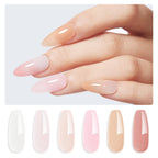 modelones Rubber Base Gel Polish Set 6 French Tip Color Builder Base | Milky White Pink Nude Blush Strengthener for Weak Nails Apex Building Long Last Soak Off U V DIY Manicure Builder in a Bottle