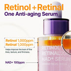 PURITO Retinol + Retinal Serum for Sensitive Skin, 1.01 fl.oz | Anti-Aging Facial Serum, Wrinkles & Fine Lines, Dual Retinoids with NAD+, Elasticity & Skin Texture, Korean Skincare