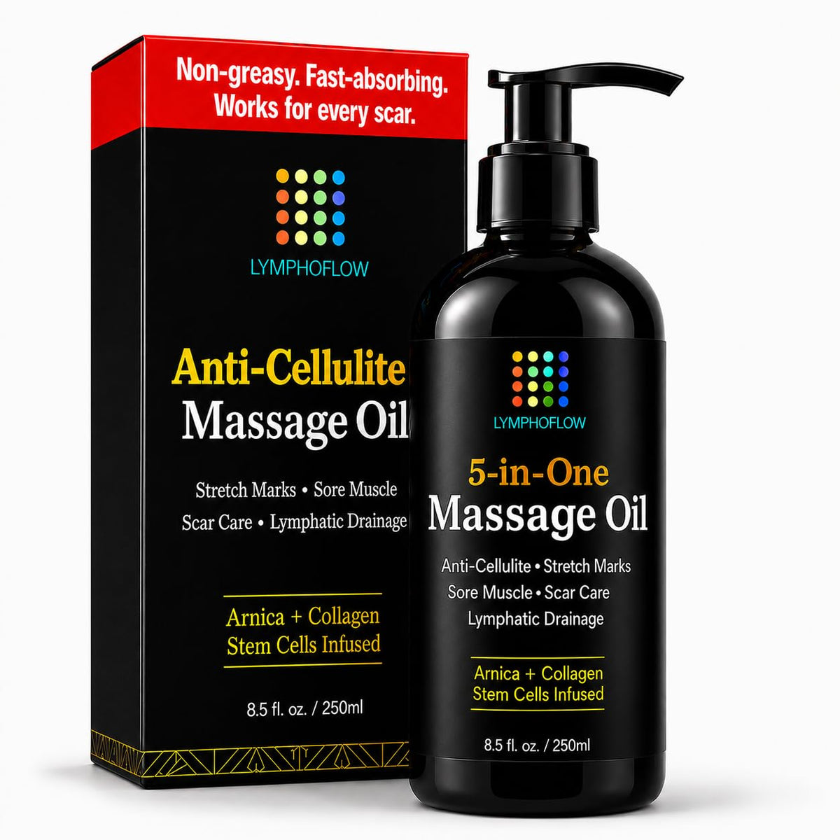 Bruizex 5-in-1 Lymphatic Drainage Massage Oil for Massage Therapy, 8.5 Oz