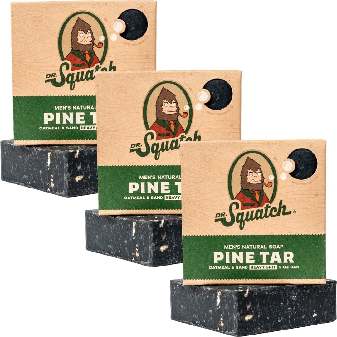 Buy now Dr. Squatch Natural Menâ€™s Bar Soap - Cold Process Body Soap Bar with Natural Oils - Gifts for Men - Pine Tar (5 oz, 3-Pack) Pine at indiglob india
