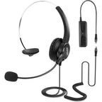 Buy now AGPTEK® Hands-Free Call Center Noise Cancelling Corded Monaural Headset Headphone for Desk Telephone with 4-Pin RJ9 Crystal Head at indiglob india