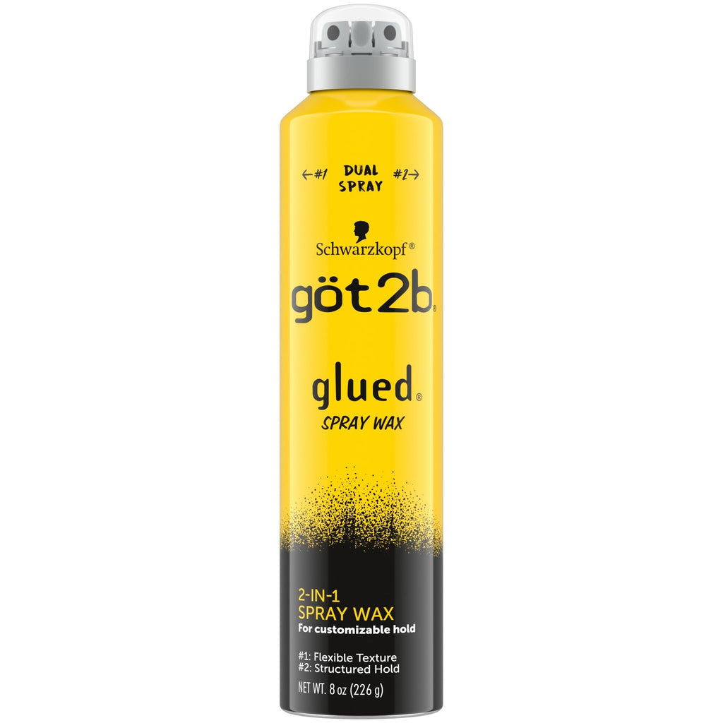 got2b Glued Customizable Hold Spray Wax, 2-in-1 Dual Nozzle, 8 oz | Versatile styling for flexible texture or structured hold, Lightweight formula, Washes out easily, Non-sticky feel