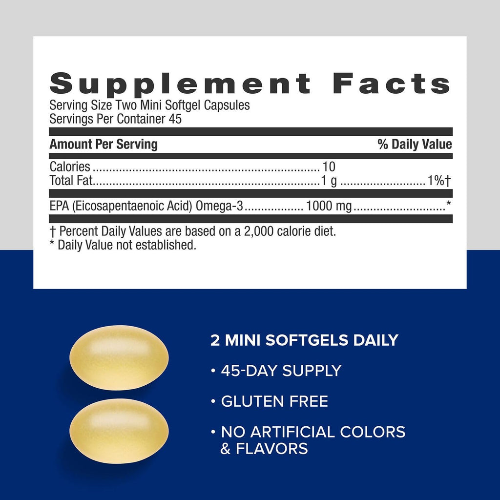 Buy now GNC Triple Strength Fish Oil EPA 1000 Mini, 1000mg Omega 3, Mini Softgels, Supports Eye, Brain, Skin, Healthy Triglycerides, Heart, Joint, Coated to Control Fishy Burps, 45 Servings at indiglob india
