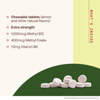 Jarrow Methyl B-12 & Methyl Folate Supplement, 100 Chewable Tablets | Bioactive Vitamin B12 & B9 Supplement, Supports Cellular Energy Production, Healthy Brain Function & Metabolism, 100 Servings