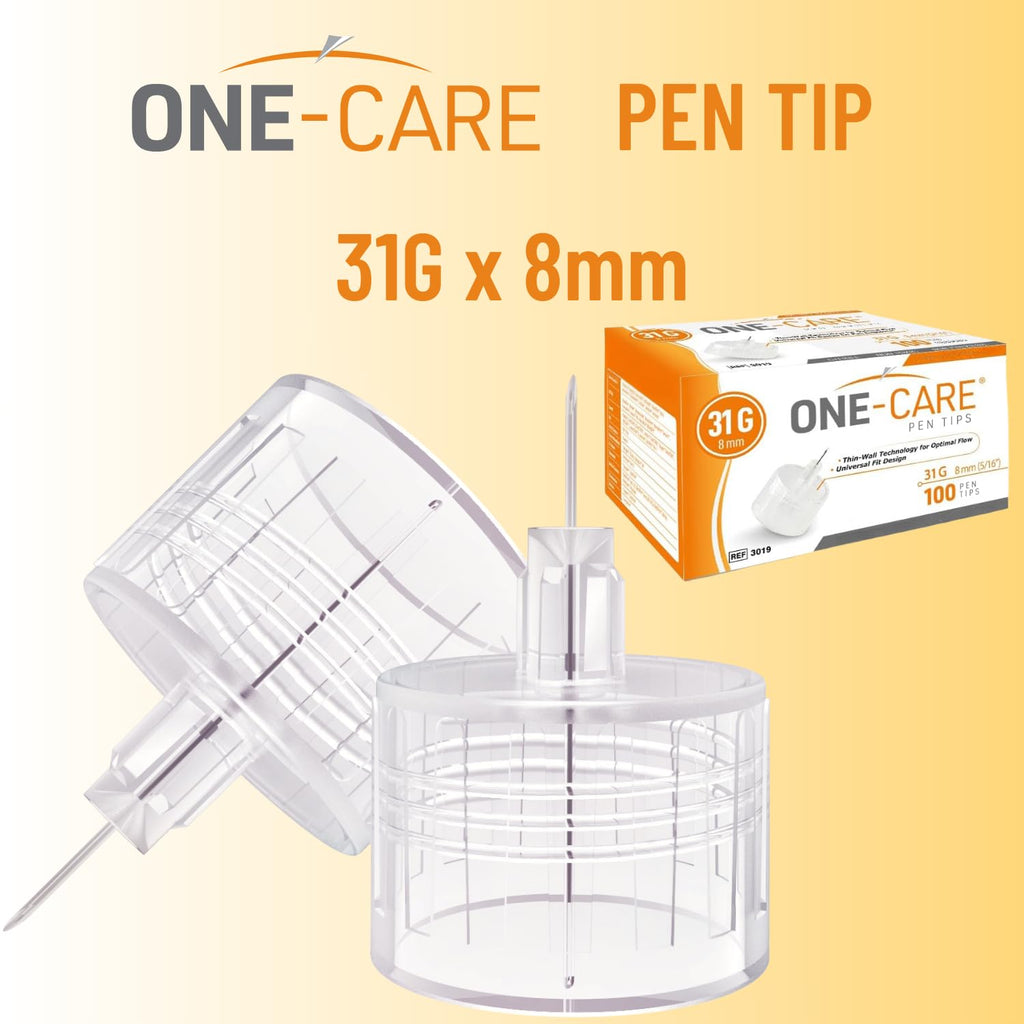 ONE-CARE Pen Tips, 31G x 8mm, Ultra-Fine, Twist-On Design, 100 Count