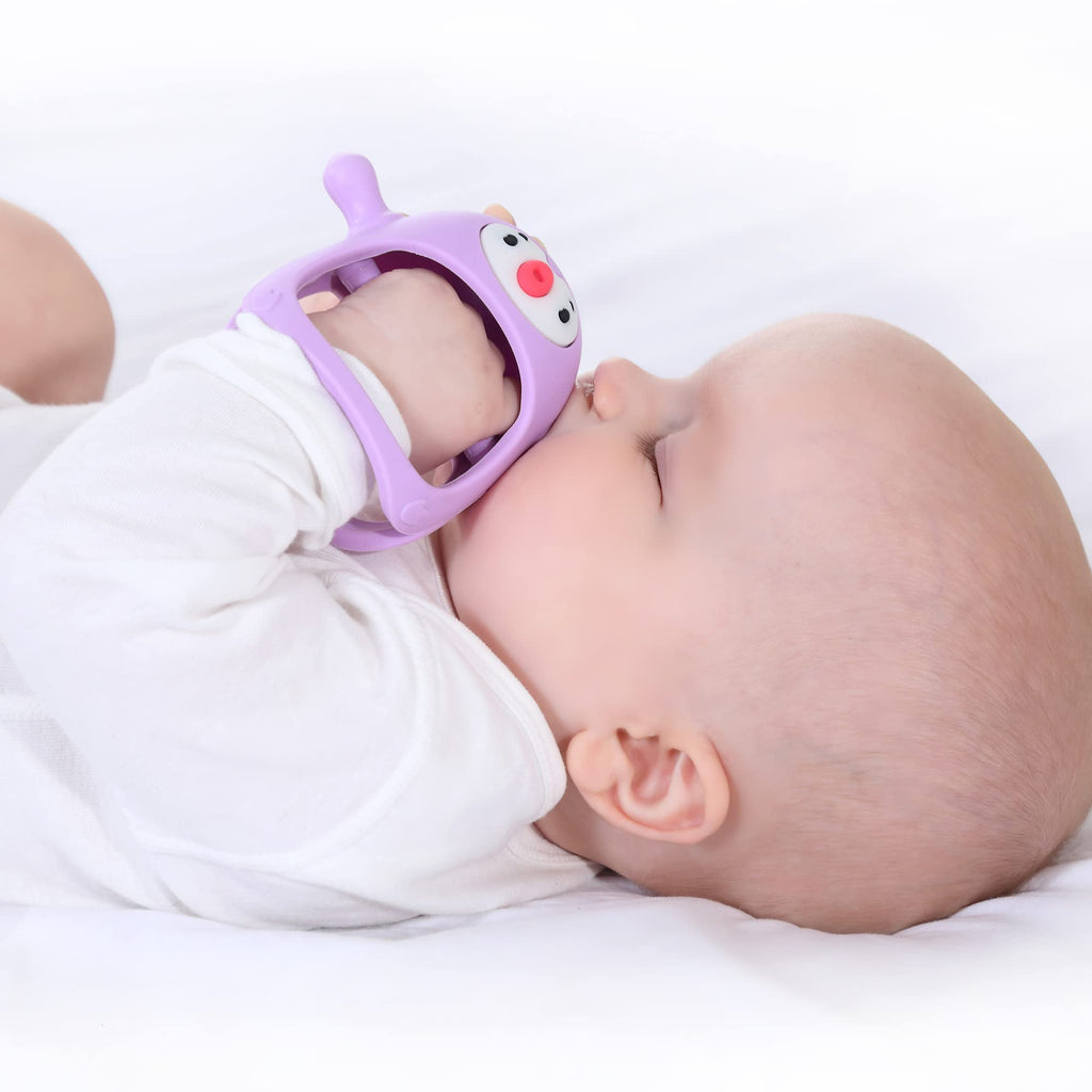 Buy now Smily Mia Baby Teething Toys for 0-6Months, Teethers for Babies 3-6Months | Penguin Teether | Hand Teether |Teething Mittens for Teething Relief, Baby Pacifier |New Born Essentials, Light Blue 02-light purpe at indiglob india
