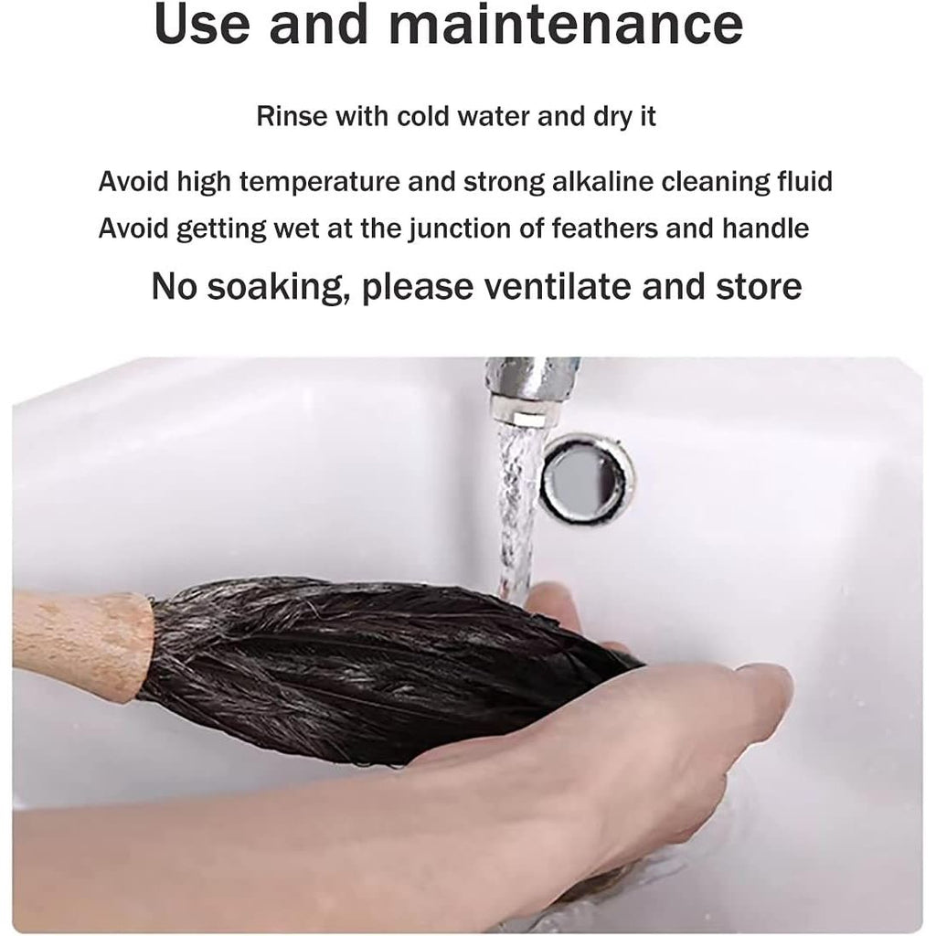 Buy now Feather Duster, Feather Dusters for Cleaning Ddzmz Fluffy Natural Genuine Ostrich Feathers with Wooden Handle Reusable Handheld Ostrich Feather Duster Cleaning Supplies, Gray and Brown(Length 16") at indiglob india