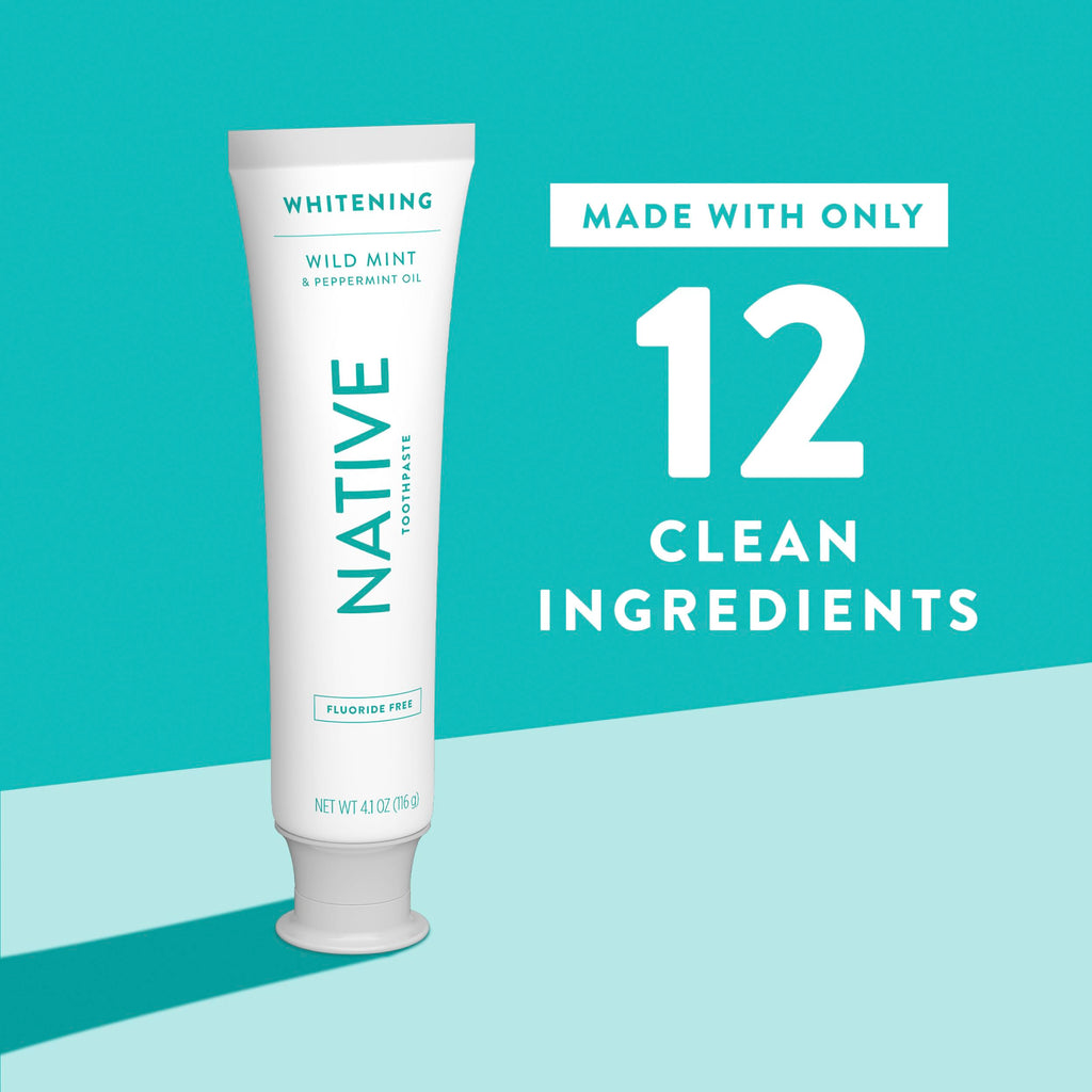 Buy now Native Fluoride Free Toothpaste, Whitening - for Adult, Kids 2+ Oral Care - Wild Mint & Peppermint Oil Flavor, 4.1oz (Pack of 3) at indiglob india