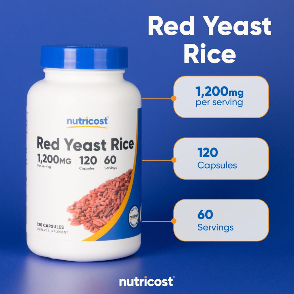 Nutricost Red Yeast Rice 1200mg, 120 Capsules, 60 Servings, Gluten Free | Veggie Caps, GMO-Free