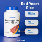 Nutricost Red Yeast Rice 1200mg, 120 Capsules, 60 Servings, Gluten Free | Veggie Caps, GMO-Free