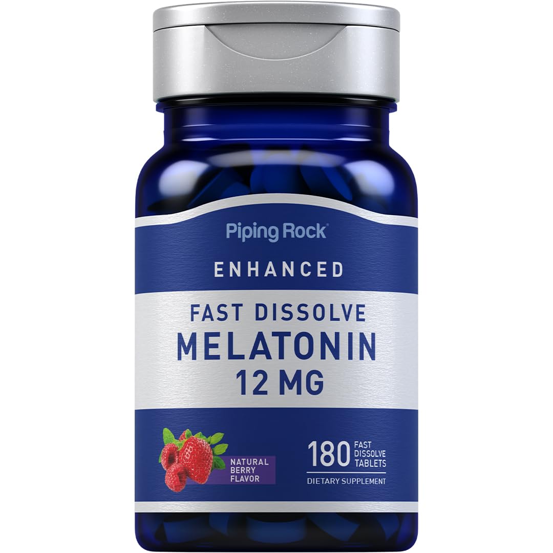Piping Rock Melatonin 12 mg | 180 Fast Dissolve Tablets | Berry Flavor