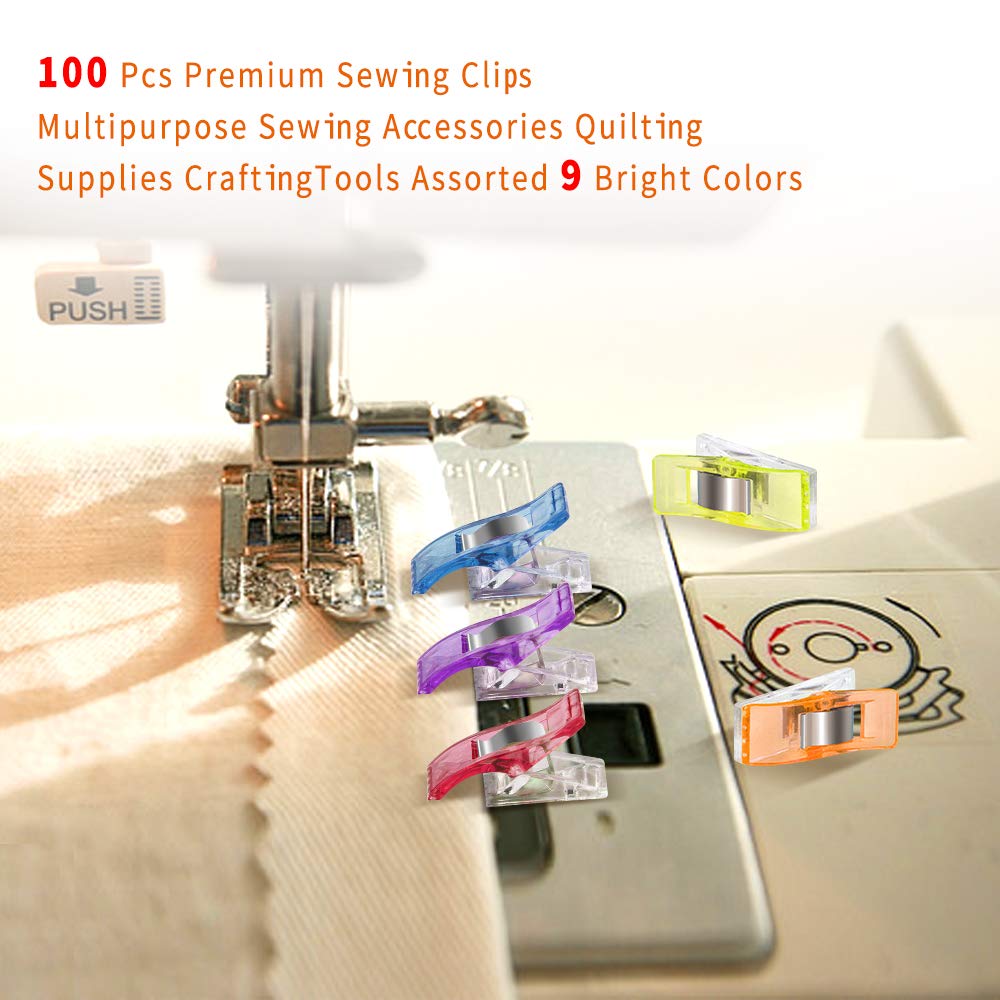 Sewing Clips with Tin Box,100 PCS Fabric Clips for Quilting & Binding