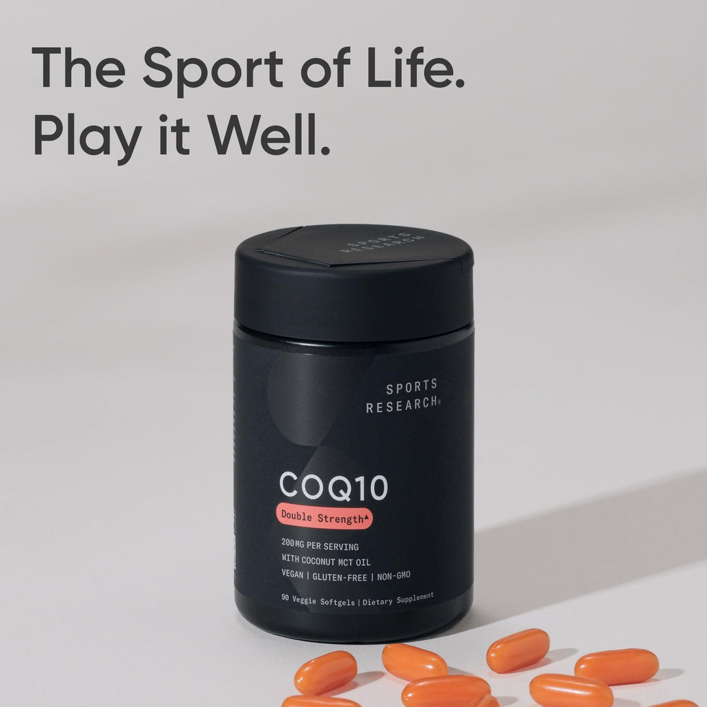 Sports Research® CoQ10 200mg, 90 Count Plantgels™ | Formulated w/Coconut Oil for Better Absorption · Supports Cardiovascular Function* · Vegan Certified, Non-GMO, Gluten-Free