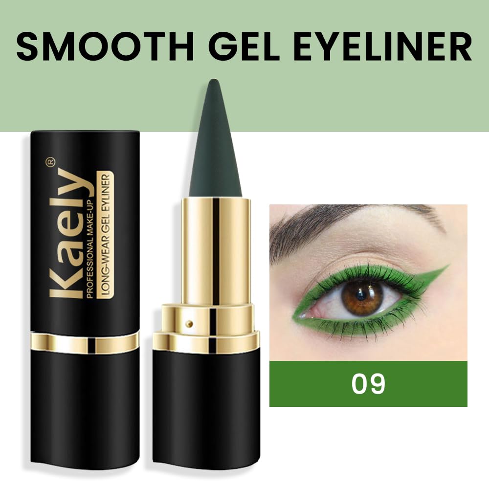 Kaely 2Pcs Gel Eyeliner Pencil in green offers smooth application for vibrant, long-lasting color. Verified by CuratCart.