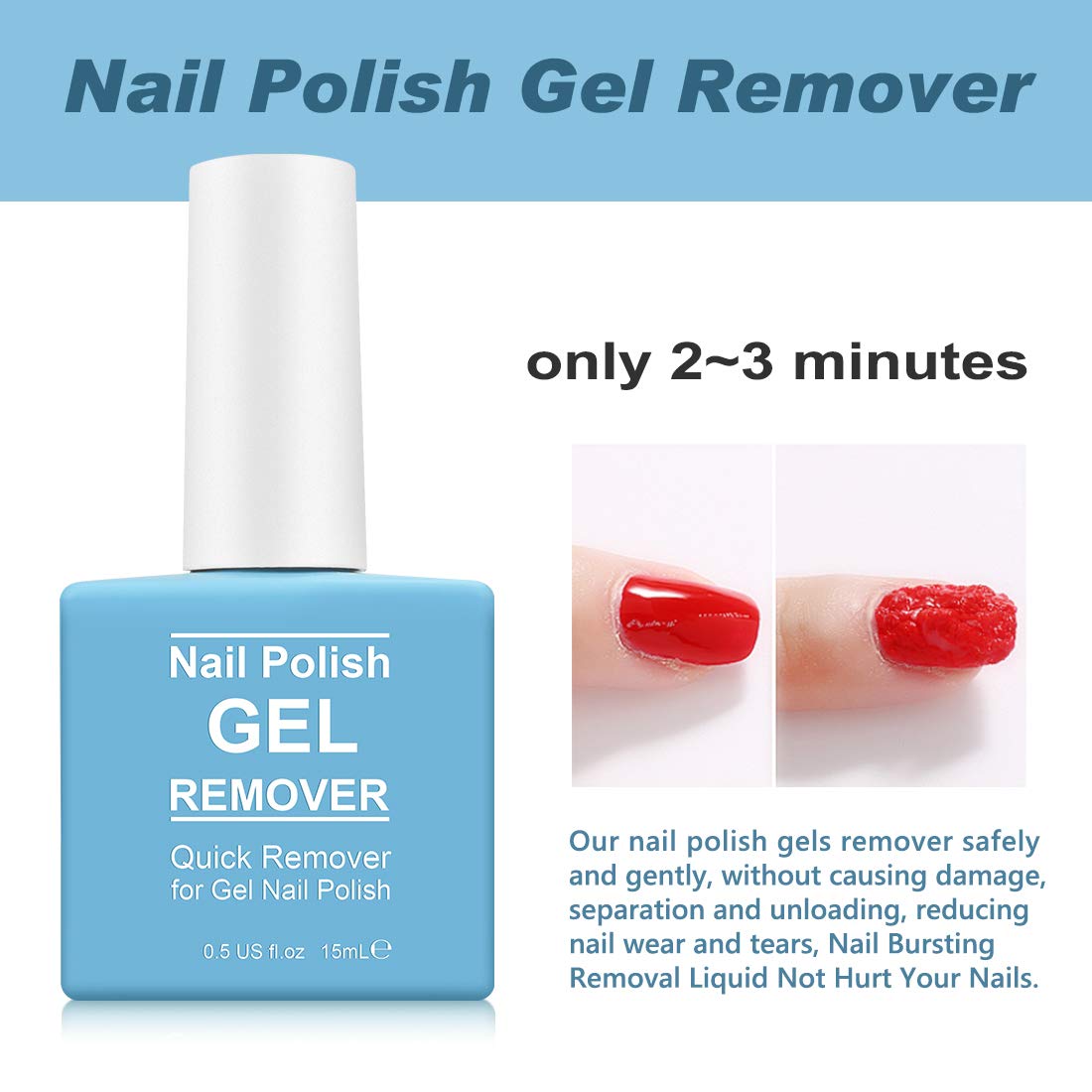 2 Pack Gel Nail Polish Remover, Gel Polish Remover for Nails, Easily Magic Soak-Off Gel Polish in 2-5 Minutes - Safe, No Need For Foil, Soaking Or Wrapping ( with 1 Cuticle Pusher and Nail Scraper)