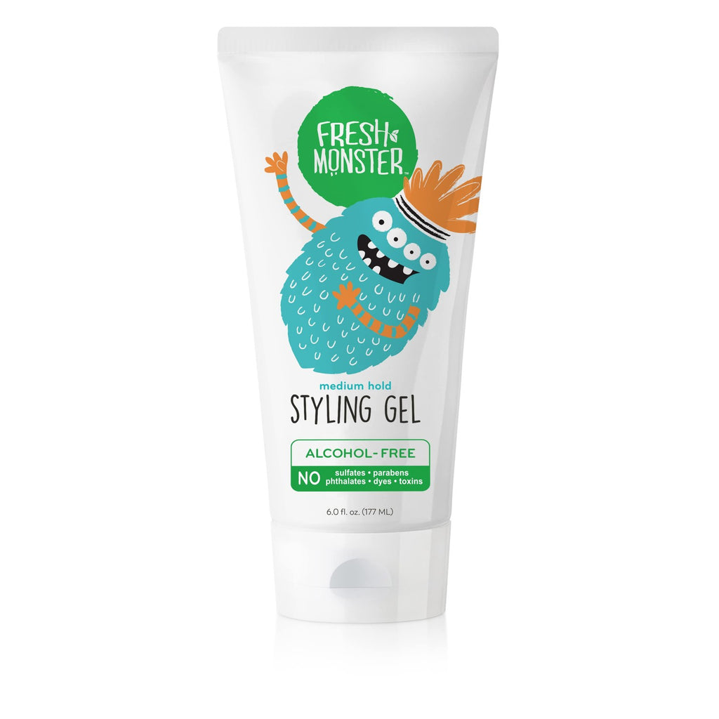 Fresh Monster Kids Hair Styling Gel, Medium Hold, Alcohol-Free, 6 oz | No Crunch or Stickiness, Toxin-Free, Sulfate/Fragrance Free, Hypoallergenic, Dermatologist Tested, Made in USA