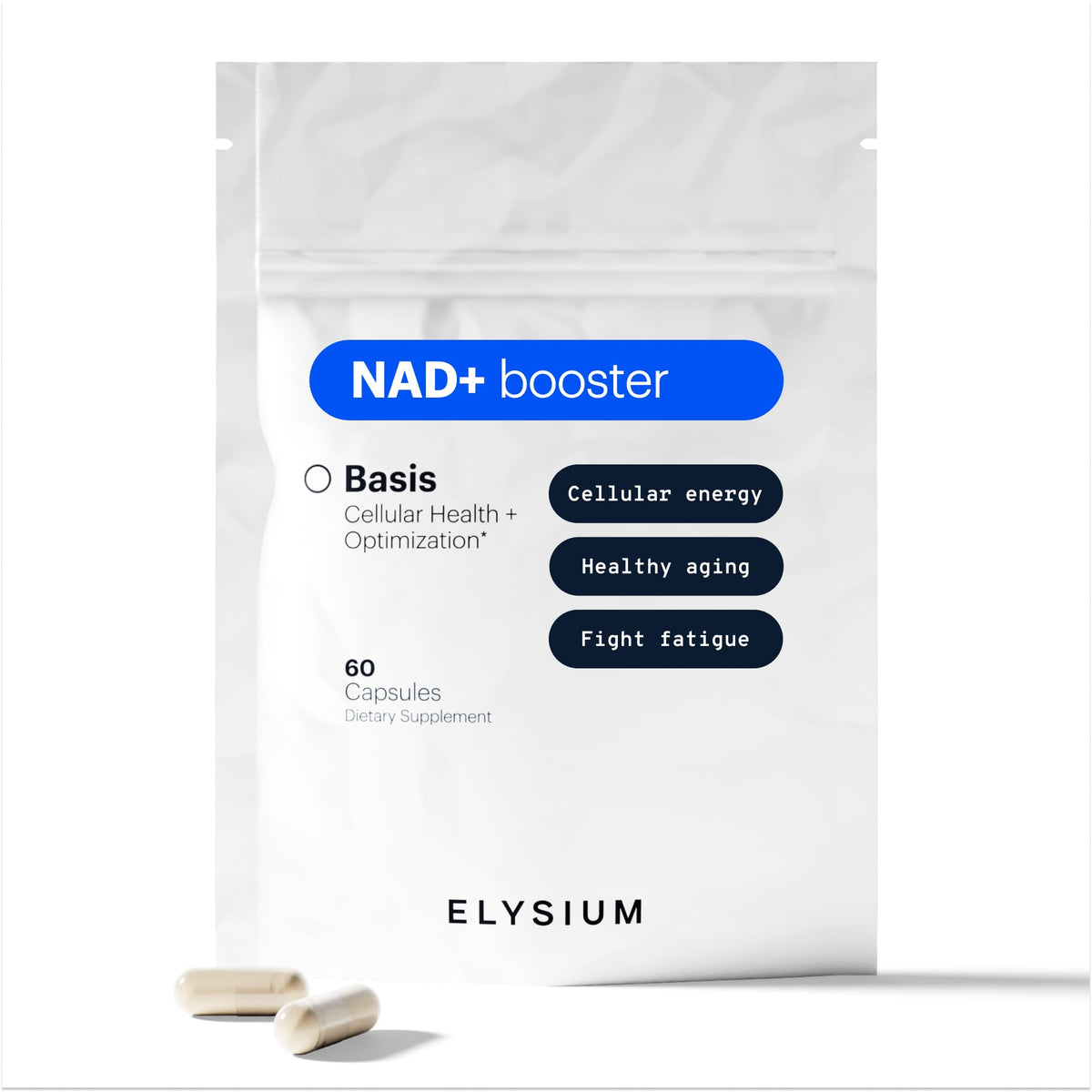 ELYSIUM Basis NAD Plus Supplement 30 Servings - with Nicotinamide Riboside 250mg and Pterostilbene 50mg - Healthy Aging Supplement & Cellular Energy