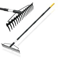 Bow Rake, 68-Inch Adjustable Handle Garden Rake with 17 Steel Tines, Heavy Duty Dual-Sided Metal Rake Landscape Gardening Tool for Soil Loosening Lawn Yard Leaves Mulch Thatch Removing